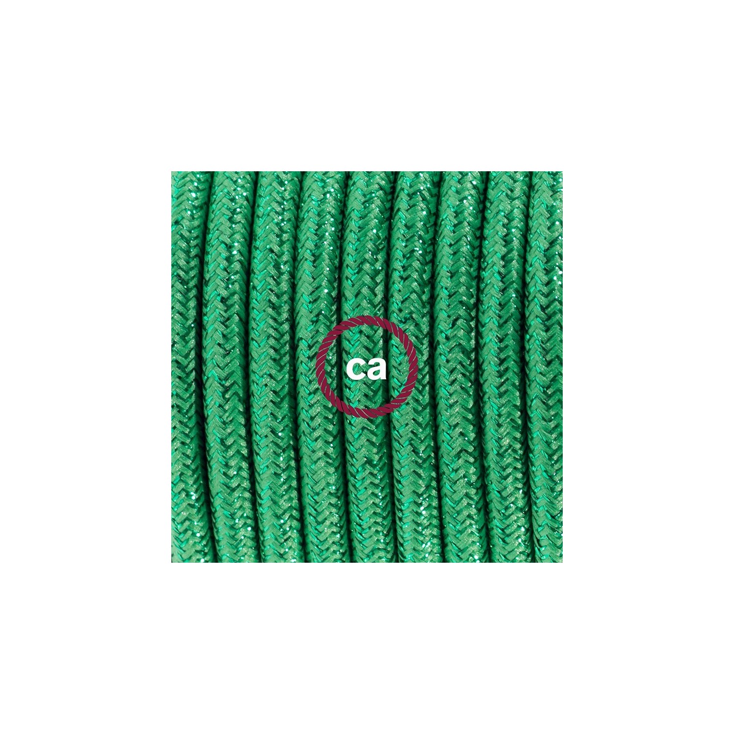 Single Pendant, suspended lamp with Glittering Green textile cable RL06
