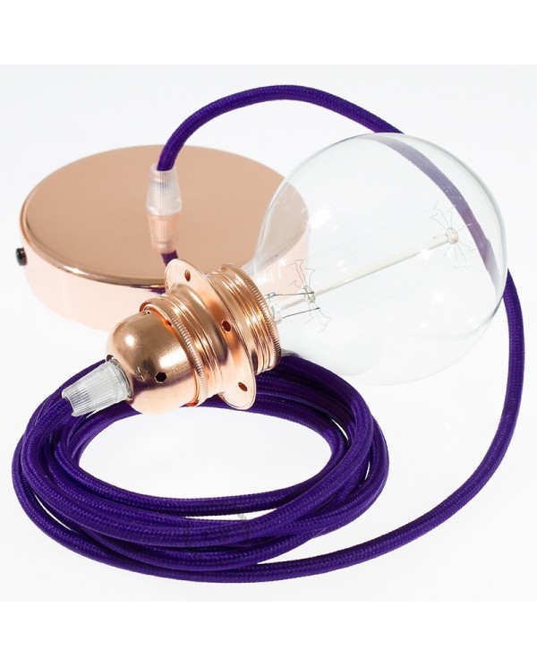 Pendant for lampshade, suspended lamp with Violet Rayon textile cable RM14