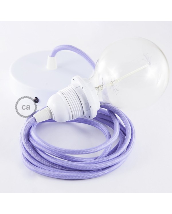 Pendant for lampshade, suspended lamp with Lilac Rayon textile cable RM07