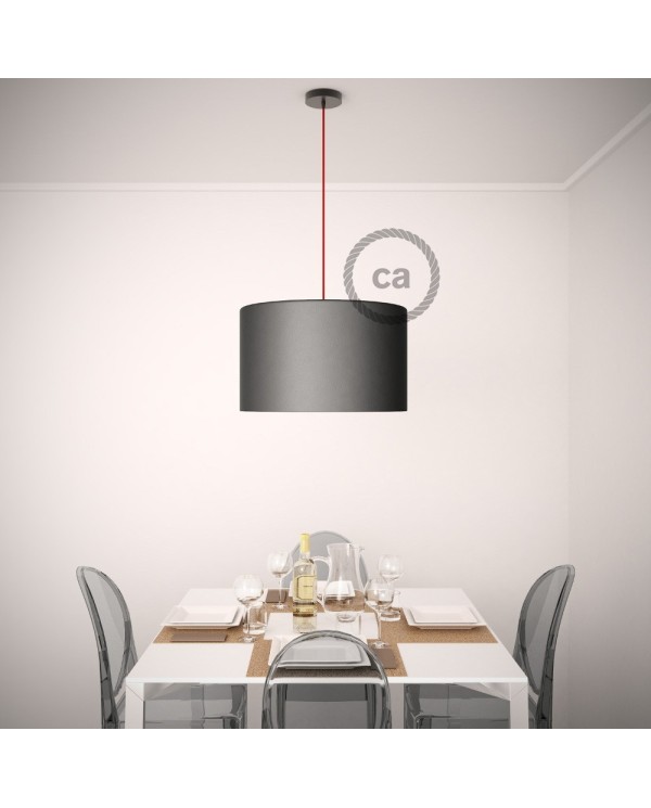Pendant for lampshade, suspended lamp with ZigZag Black textile cable RZ04