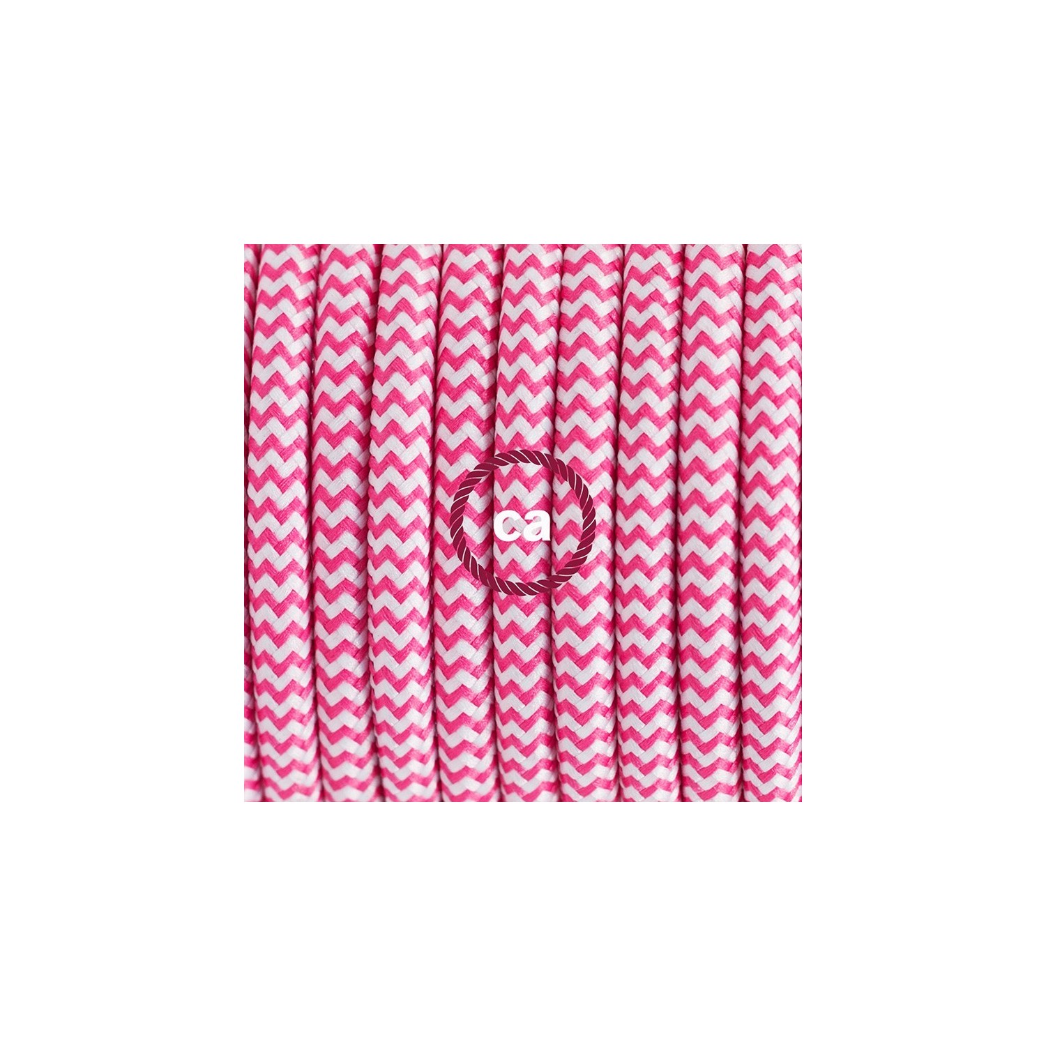 Pendant for lampshade, suspended lamp with ZigZag Fuchsia textile cable RZ08