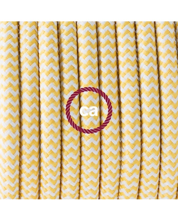 Pendant for lampshade, suspended lamp with ZigZag Yellow textile cable RZ10