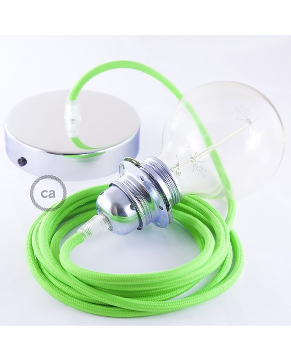 Pendant for lampshade, suspended lamp with Green Fluo textile cable RF06