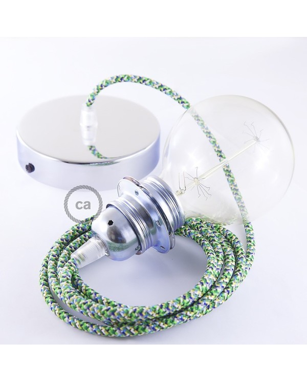 Pendant for lampshade, suspended lamp with Pixel Green textile cable RX05