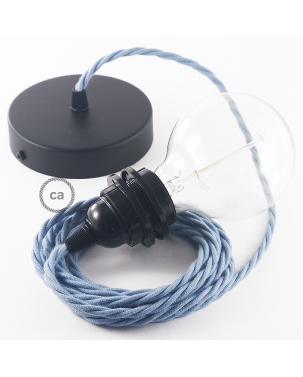 Pendant for lampshade, suspended lamp with Ocean Cotton textile cable TC53