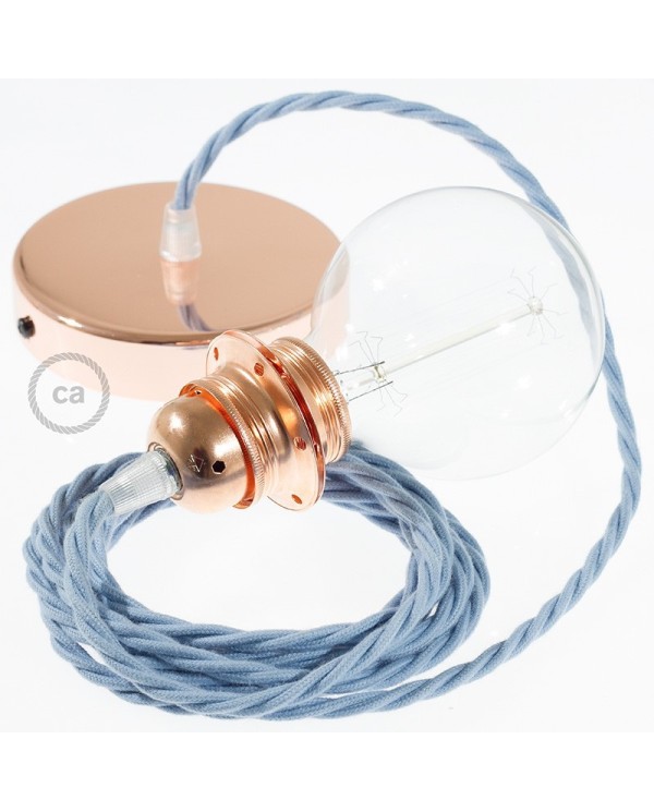 Pendant for lampshade, suspended lamp with Ocean Cotton textile cable TC53