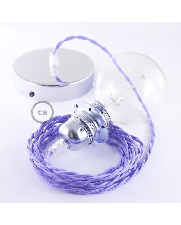 Pendant for lampshade, suspended lamp with Lilac Rayon textile cable TM07