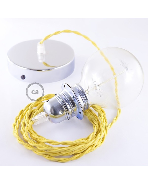 Pendant for lampshade, suspended lamp with Yellow Rayon textile cable TM10
