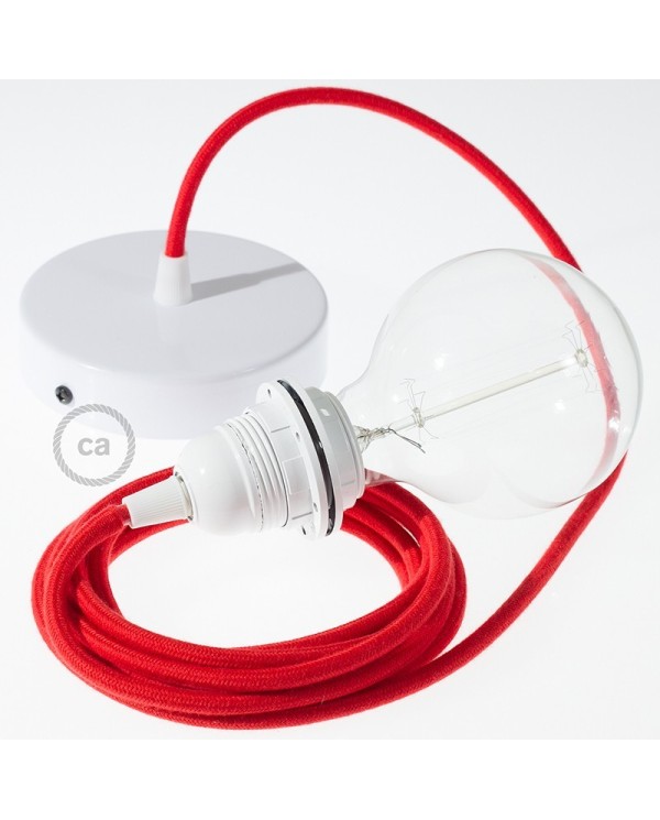 Pendant for lampshade, suspended lamp with Fire Red Cotton textile cable RC35