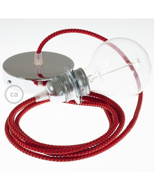 Pendant for lampshade, suspended lamp with Red Devil 3D textile cable RT94