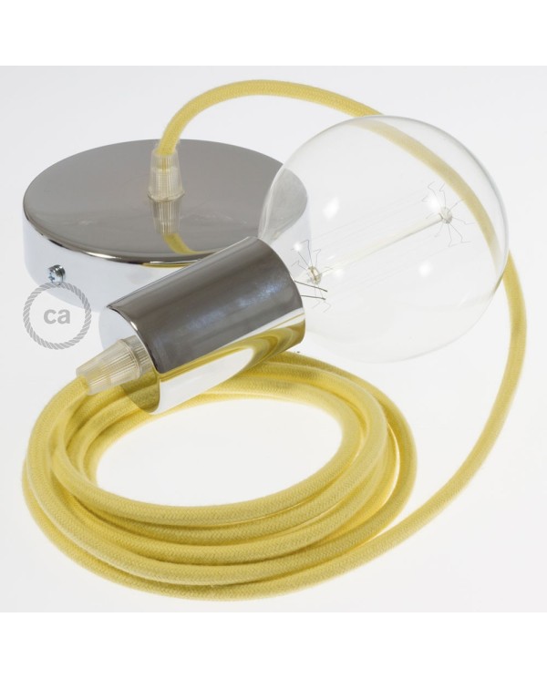 Single Pendant, suspended lamp with Pale Yellow Cotton textile cable RC10