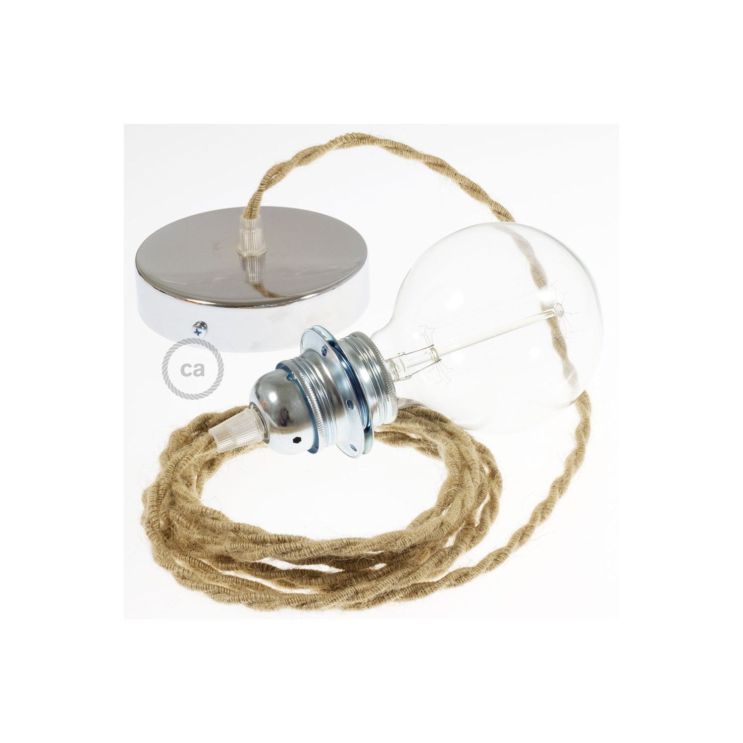 Pendant for lampshade, suspended lamp with Jute textile cable TN06