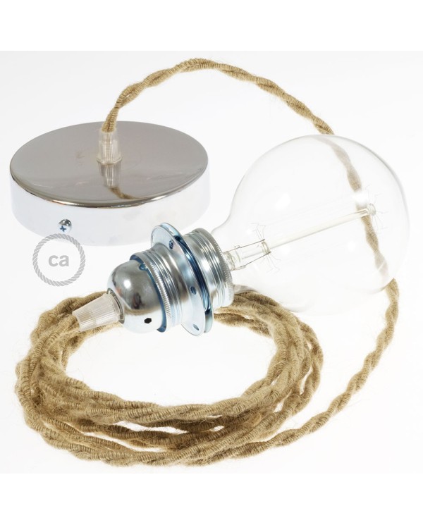 Pendant for lampshade, suspended lamp with Jute textile cable TN06