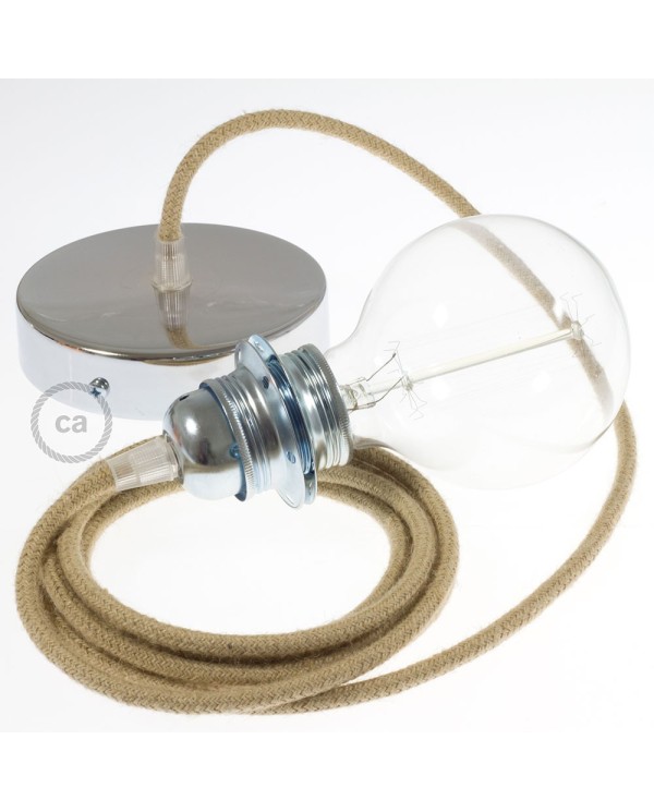 Pendant for lampshade, suspended lamp with Jute textile cable RN06