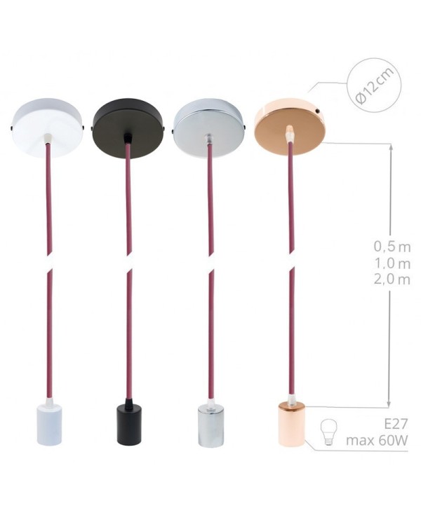 Single Pendant, suspended lamp with Lollipop Cotton textile cable RX09