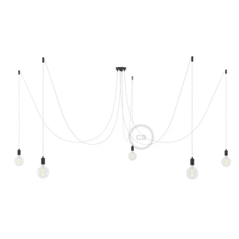Spider 5 Pendants Creative Cables Uk Spider Multiple Suspension With 5 Pendants Black Metal Rm01 White Cable