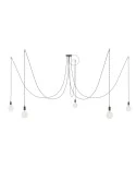 Spider, multiple suspension with 5 pendants, black pearl metal, TG07 Orleans cable, Made in Italy.