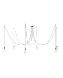 Spider, multiple suspension with 6 pendants, black pearl metal, TG07 Orleans cable, Made in Italy.