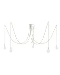 Spider, multiple suspension with 5 pendants, white metal, TN07 Country cable, Made in Italy.