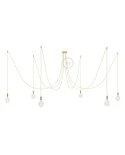 Spider, multiple suspension with 6 pendants, brass metal, RR13 Brass coloured Copper cable, Made in Italy.