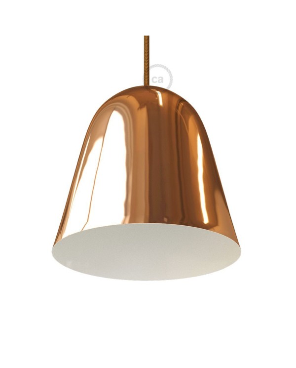 Shiny Copper Metal Bell Lampshade with cable retainer and E27 lamp holder