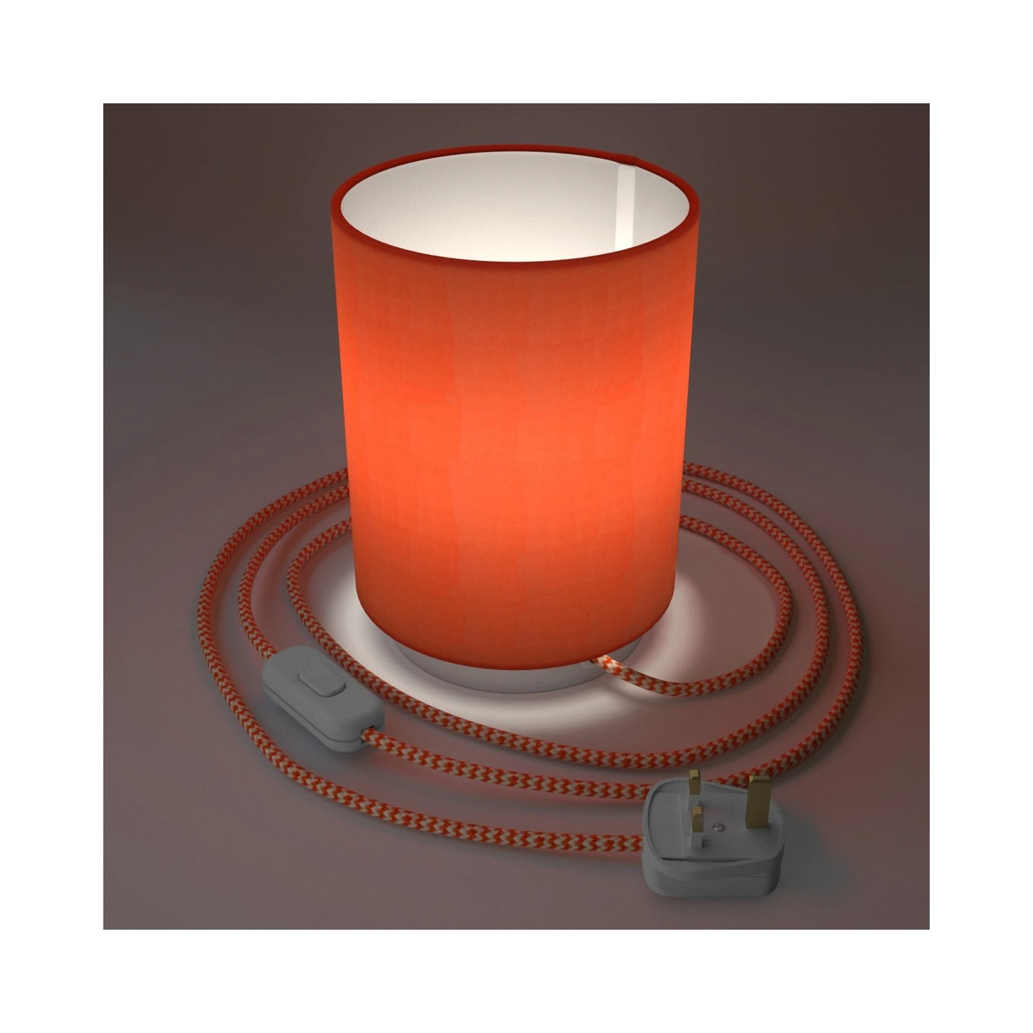 Posaluce in metal with Lobster Cinette Cilindro lampshade, complete with fabric cable, switch and UK plug