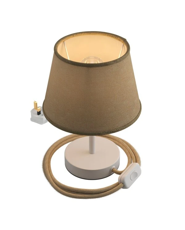 Alzaluce with Impero lampshade, metal table lamp with english plug, cable and switch