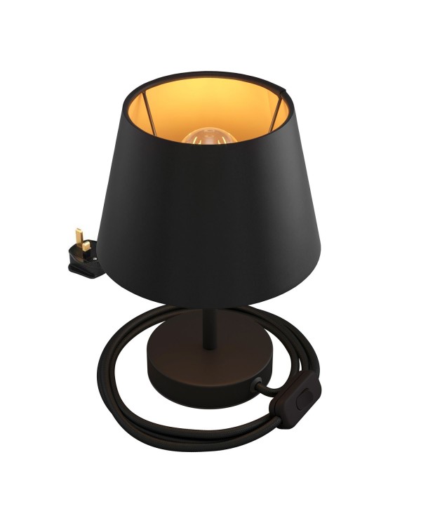 Alzaluce with Impero lampshade, metal table lamp with english plug, cable and switch
