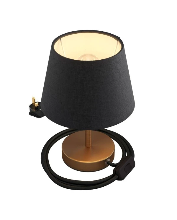 Alzaluce with Impero lampshade, metal table lamp with english plug, cable and switch