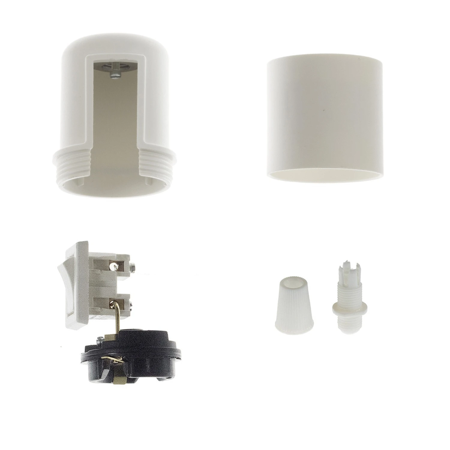 Thermoplastic E27 lamp holder kit with switch