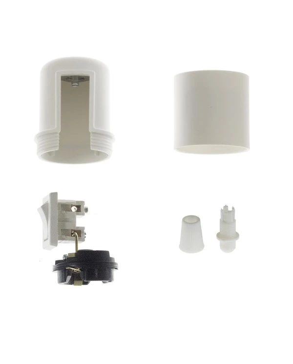 Thermoplastic E27 lamp holder kit with switch