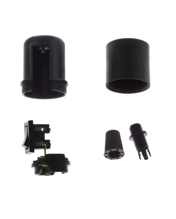Thermoplastic E27 lamp holder kit with switch