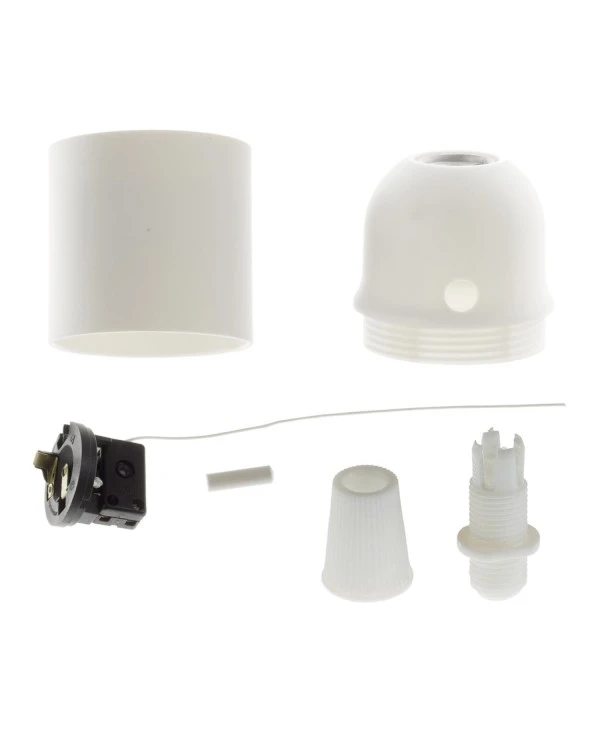 Thermoplastic E27 lamp holder kit with pull switch