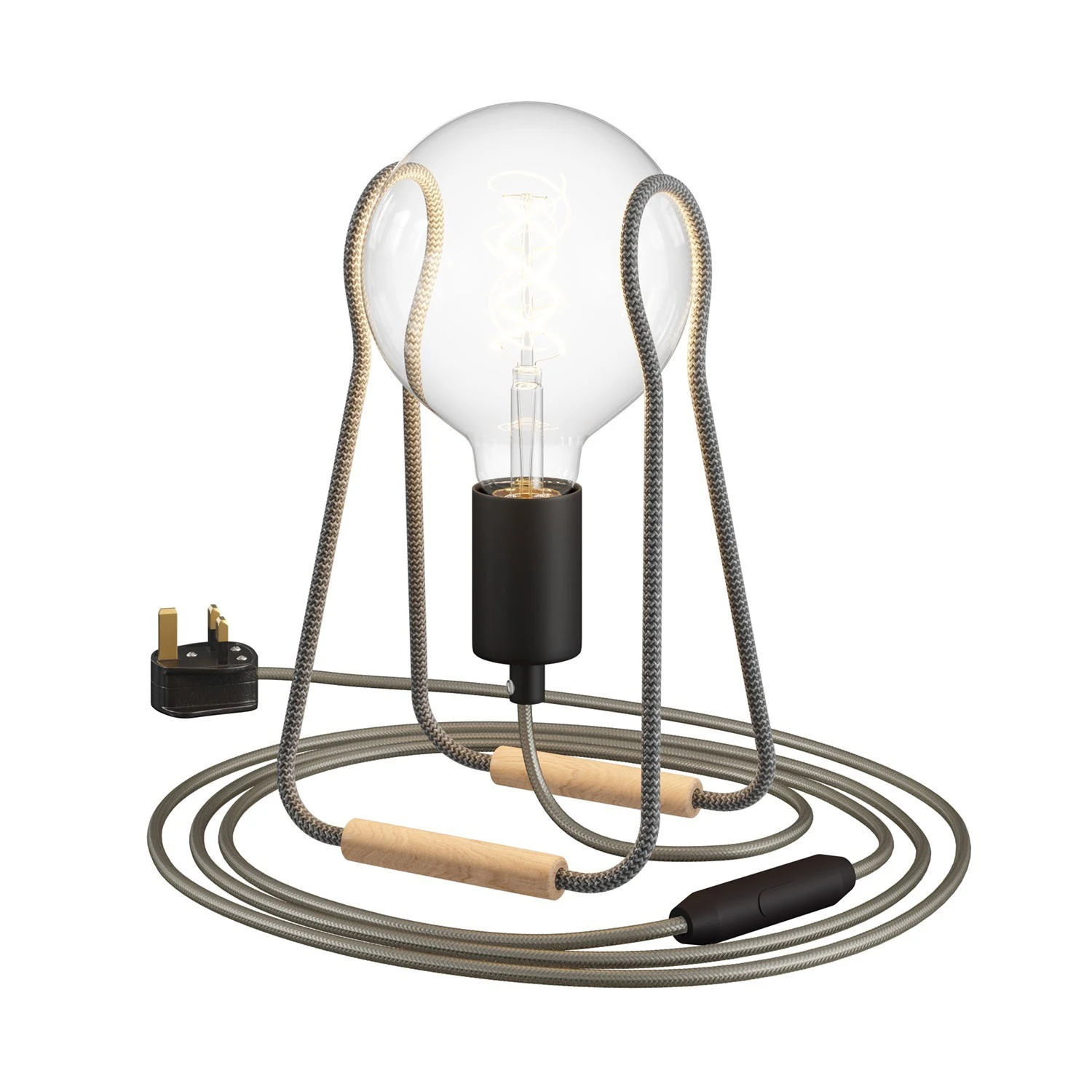 Taché Metal, table lamp complete with a fabric cable, switch and UK plug