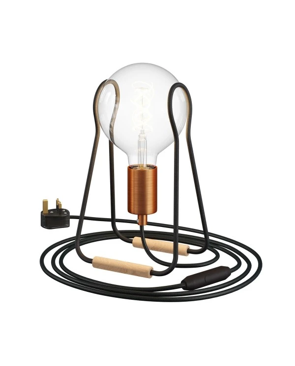 Taché Metal, table lamp complete with a fabric cable, switch and UK plug