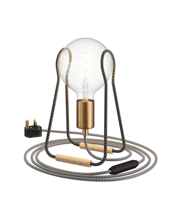 Taché Metal, table lamp complete with a fabric cable, switch and UK plug