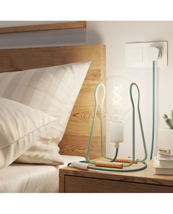 Taché Metal, table lamp complete with a fabric cable, switch and UK plug