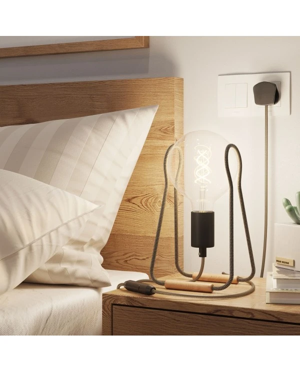 Taché Metal, table lamp complete with a fabric cable, switch and UK plug