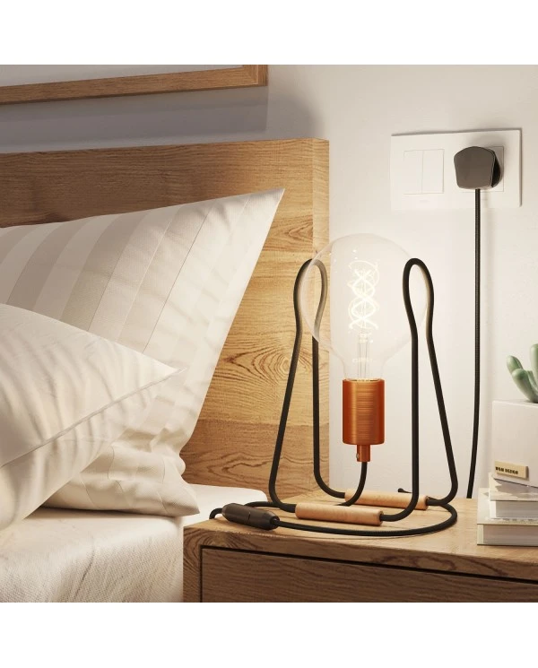 Taché Metal, table lamp complete with a fabric cable, switch and UK plug