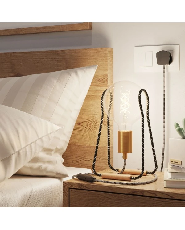 Taché Metal, table lamp complete with a fabric cable, switch and UK plug