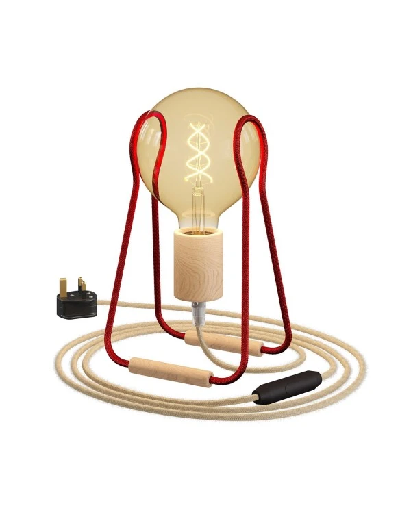 Taché Wood, table lamp complete with a fabric cable, switch and UK plug