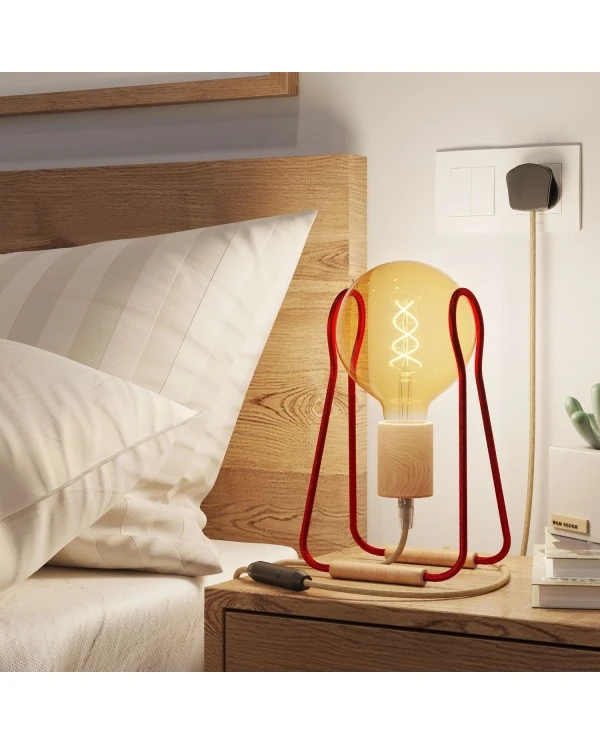 Taché Wood, table lamp complete with a fabric cable, switch and UK plug