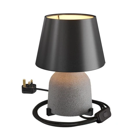 Vaso ceramic table lamp with Impero shade, complete with textile cable, switch and UK plug