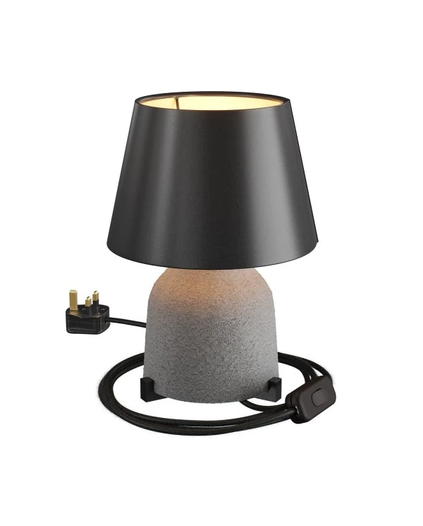 Vaso ceramic table lamp with Impero shade, complete with textile cable, switch and UK plug