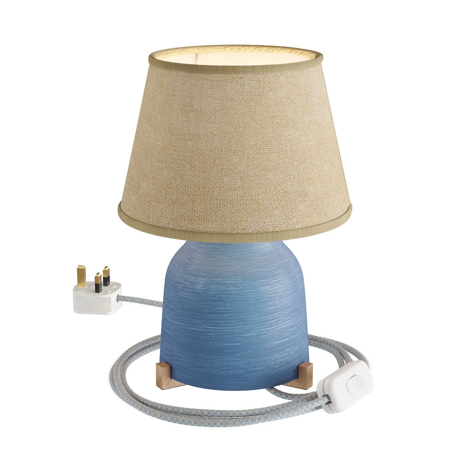 Vaso ceramic table lamp with Impero shade, complete with textile cable, switch and UK plug