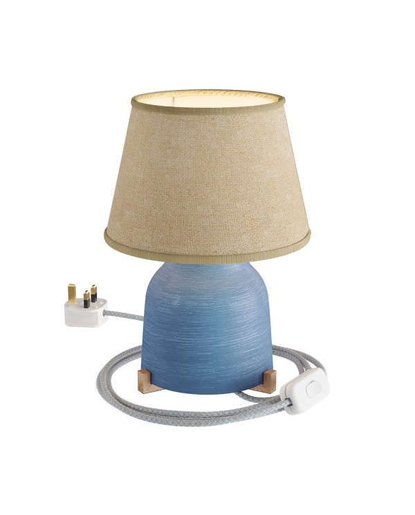 Vaso ceramic table lamp with Impero shade, complete with textile cable, switch and UK plug