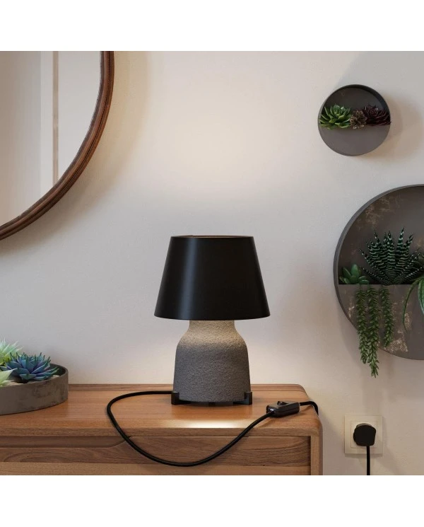 Vaso ceramic table lamp with Impero shade, complete with textile cable, switch and UK plug