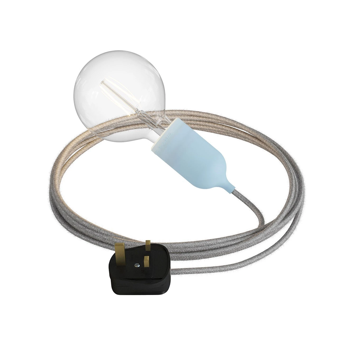 Eiva Snake Pastel, portable outdoor lamp, 5 m textile cable, UK plug and IP65 waterproof lamp holder