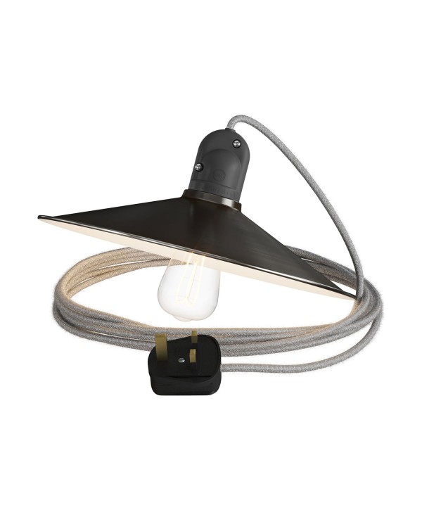 Eiva Snake with Swing shade, portable outdoor lamp, 5 m textile cable, UK plug and IP65 waterproof lamp holder