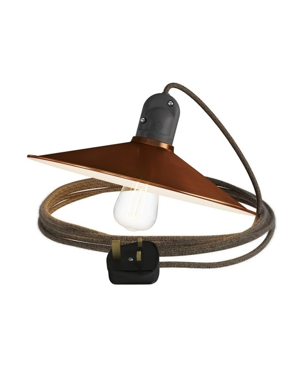 Eiva Snake with Swing shade, portable outdoor lamp, 5 m textile cable, UK plug and IP65 waterproof lamp holder